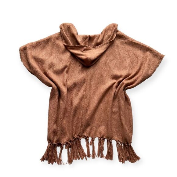 🔃Francesca's Collections Orange Poncho Sweater With Hood - Picture 2 of 6